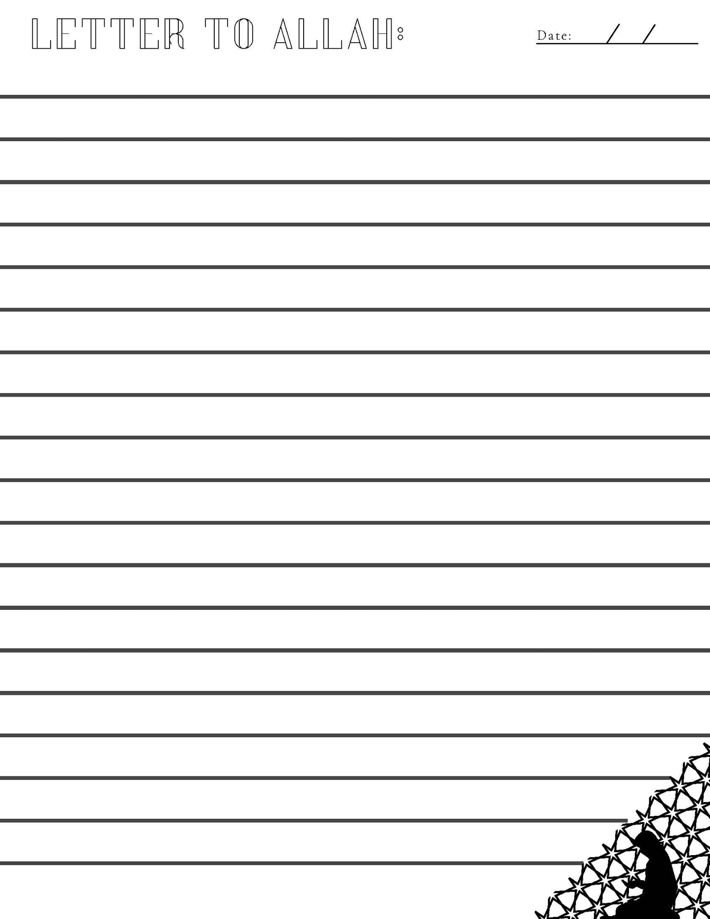 Letter to Allah | Islamic Journal Page Printable