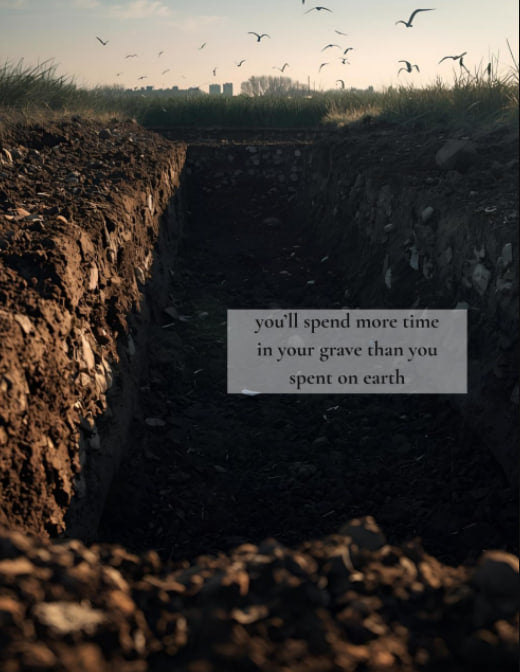 “You’ll Spend More Time in Your Grave” – Islamic Reminder Wallpaper